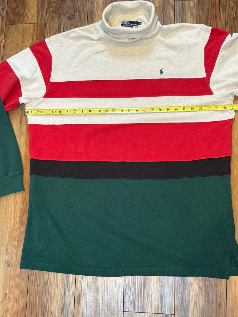 Vintage Polo Ralph Lauren Cream, Red, Black & Green Gucci Striped Turtleneck XXL - Picture 5 of 9